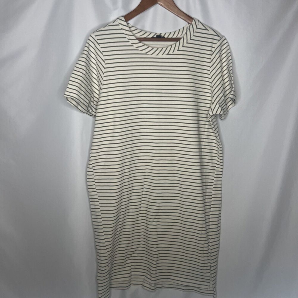 Buffalo David Bitton L Maxi Dress Striped Beige Green T-shirt Dress Womens‎